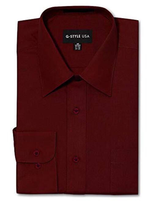 G-Style USA Men's Regular Fit Long Sleeve Solid Color Dress Shirts