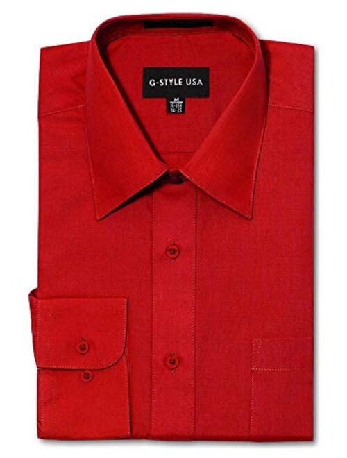 G-Style USA Men's Regular Fit Long Sleeve Solid Color Dress Shirts