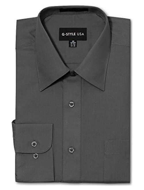 G-Style USA Men's Regular Fit Long Sleeve Solid Color Dress Shirts