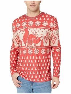 Faux Real Men's 3D Photo-Realistic Naughty Ugly Christmas Sweater Long Sleeve T-Shirt