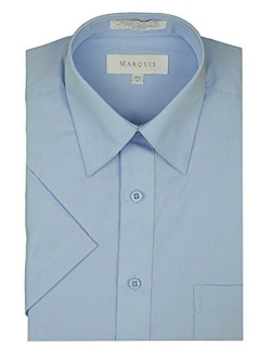 Marquis Men's Regular Fit Short Sleeve Solid Dress Shirt Colors