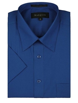 Marquis Men's Regular Fit Short Sleeve Solid Dress Shirt Colors