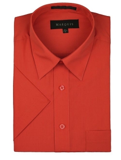 Marquis Men's Regular Fit Short Sleeve Solid Dress Shirt Colors