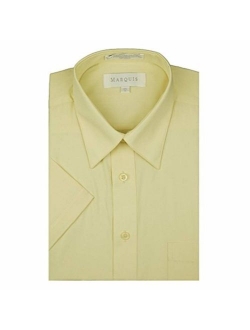 Marquis Men's Regular Fit Short Sleeve Solid Dress Shirt Colors