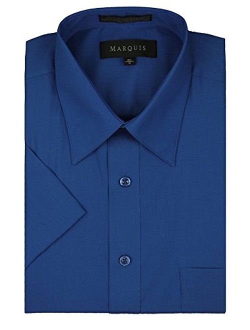 Marquis Men's Regular Fit Short Sleeve Solid Dress Shirt Colors