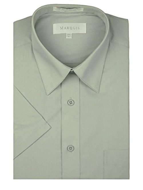 Marquis Men's Regular Fit Short Sleeve Solid Dress Shirt Colors