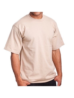 PRO 5 Super Heavy Mens Cotton Solid Short Sleeve Crew Neck T-Shirt