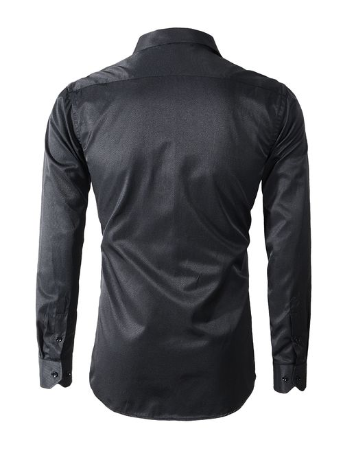 Mens Long Sleeve Slim Fit Dress Shirts