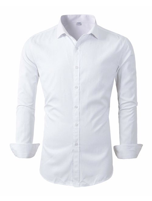 Mens Long Sleeve Slim Fit Dress Shirts