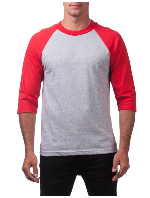 Pro Club Men's 3/4 Sleeve Crew Neck Baseball Shirt