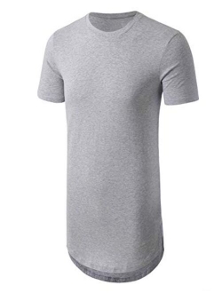 JD Apparel Men's Basic Hipster Hip Hop Elong Longline Crewneck T-Shirt