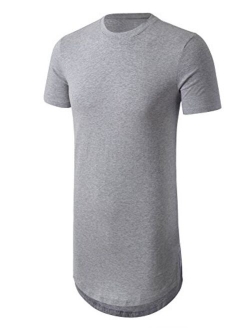 JD Apparel Men's Basic Hipster Hip Hop Elong Longline Crewneck T-Shirt