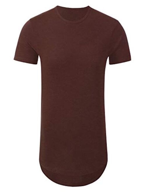 JD Apparel Men's Basic Hipster Hip Hop Elong Longline Crewneck T-Shirt