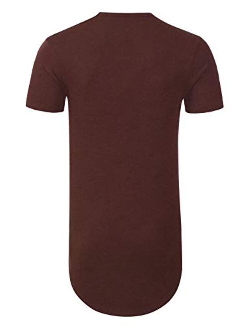 JD Apparel Men's Basic Hipster Hip Hop Elong Longline Crewneck T-Shirt