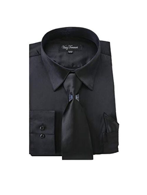 Milano Moda Satin Classic Dress Shirts with Tie & Hankie SG08, 14 Colors