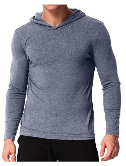 MODCHOK Men's Long Sleeve Pullover Hoodies T Shirt Casual Slim Fit Sweatshirt V Neck Tee Tops