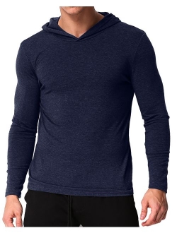 MODCHOK Men's Long Sleeve Pullover Hoodies T Shirt Casual Slim Fit Sweatshirt V Neck Tee Tops