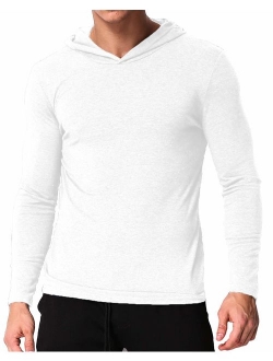 MODCHOK Men's Long Sleeve Pullover Hoodies T Shirt Casual Slim Fit Sweatshirt V Neck Tee Tops