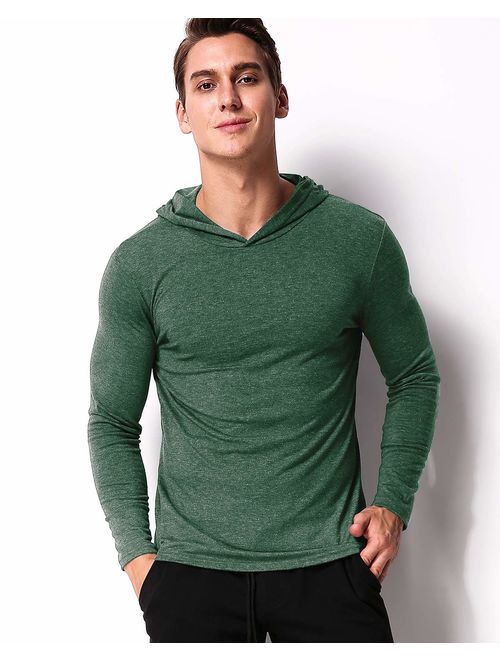 MODCHOK Men's Long Sleeve Pullover Hoodies T Shirt Casual Slim Fit Sweatshirt V Neck Tee Tops