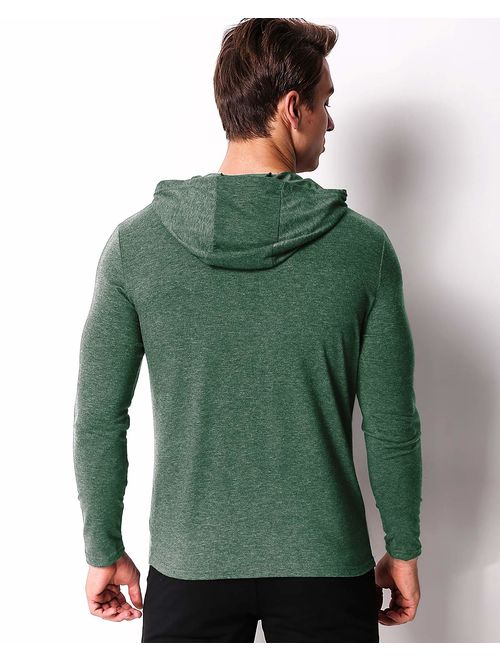 MODCHOK Men's Long Sleeve Pullover Hoodies T Shirt Casual Slim Fit Sweatshirt V Neck Tee Tops