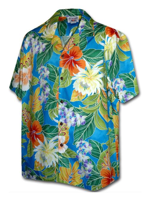 Pacific Legend Tropical Floral Cereus Plumeria Hibiscus Hawaiian Shirt