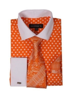 George's Men's 100% Cotton Polka Dot Pattern Dress Shirt