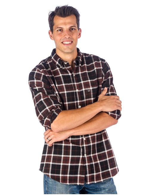 Noble Mount 100% Cotton Plaid Mens Flannel Shirts - Regular Fit