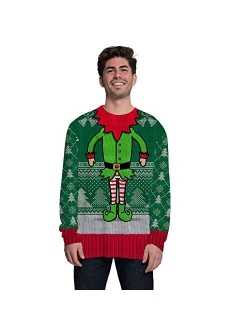 Faux Real Men's 3D Photo-Realistic Ugly Christmas Sweater Long Sleeve T-Shirt