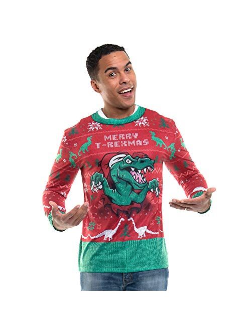 Faux Real Men's 3D Photo-Realistic Ugly Christmas Sweater Long Sleeve T-Shirt