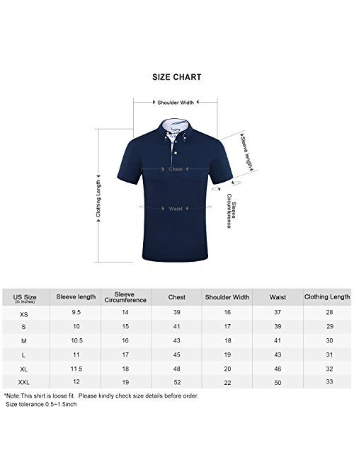 EAGEGOF Men's Shirts Short Sleeve Tech Performance Golf Polo Dri-Fit Shirt Standard Fit