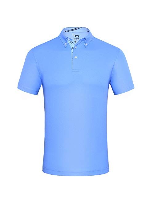 EAGEGOF Men's Shirts Short Sleeve Tech Performance Golf Polo Dri-Fit Shirt Standard Fit