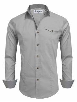 TAM WARE Men Classic Contrast Slim fit Long Sleeve Shirt