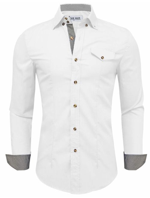 TAM WARE Men Classic Contrast Slim fit Long Sleeve Shirt