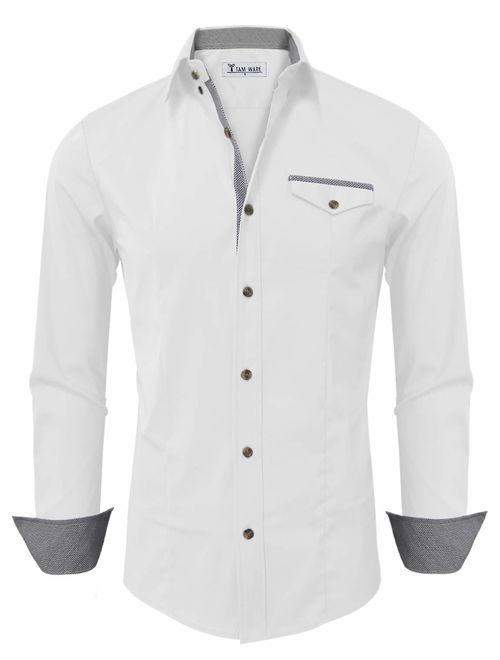 TAM WARE Men Classic Contrast Slim fit Long Sleeve Shirt