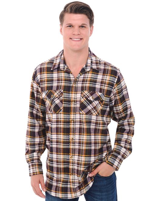 Alexander Del Rossa Mens Flannel Shirt, Long Sleeve Cotton Top