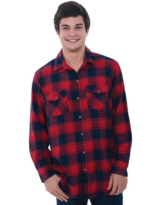 Alexander Del Rossa Mens Flannel Shirt, Long Sleeve Cotton Top