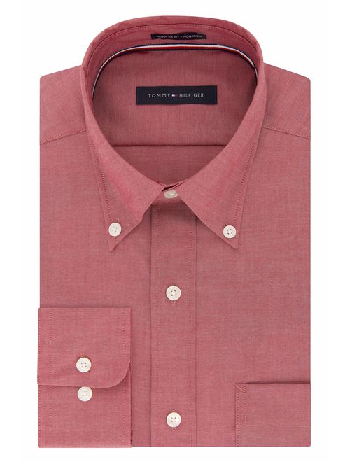 Tommy Hilfiger Men's Regular Fit Solid Button Down Collar Non Iron Dress Shirt