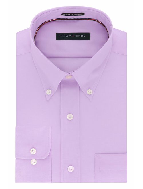 Tommy Hilfiger Men's Regular Fit Solid Button Down Collar Non Iron Dress Shirt