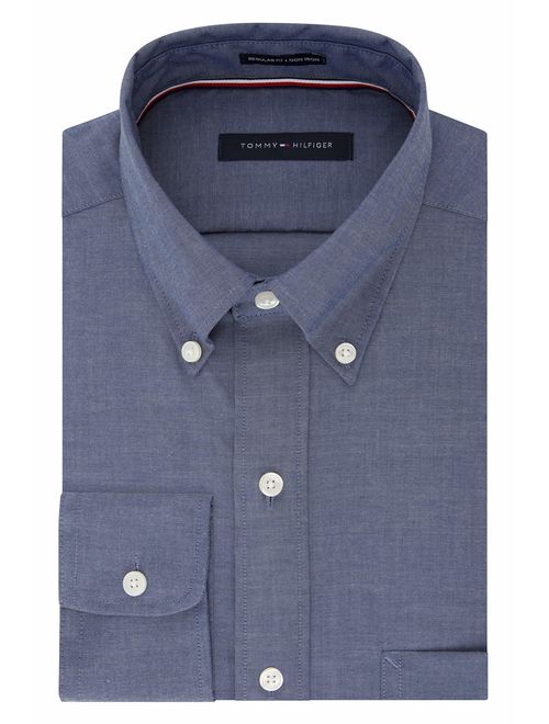 Tommy Hilfiger Men's Regular Fit Solid Button Down Collar Non Iron Dress Shirt