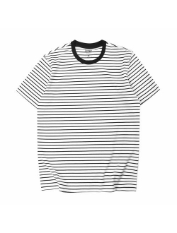 Zengjo Mens Cotton Striped Short Sleeve Crew Neck T-Shirt