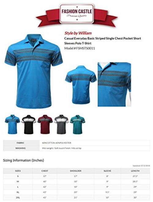 Style by William Men's Casual Striped Short Sleeves Three-Button Polo T-Shirt