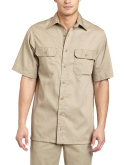 Men's Big and Tall Twill Short Sleeve Work Shirt Button Front