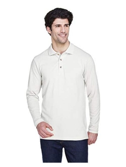 UltraClub Men's Cotto Long Sleeve Relaxed Fit Pique Polo T-Shirt