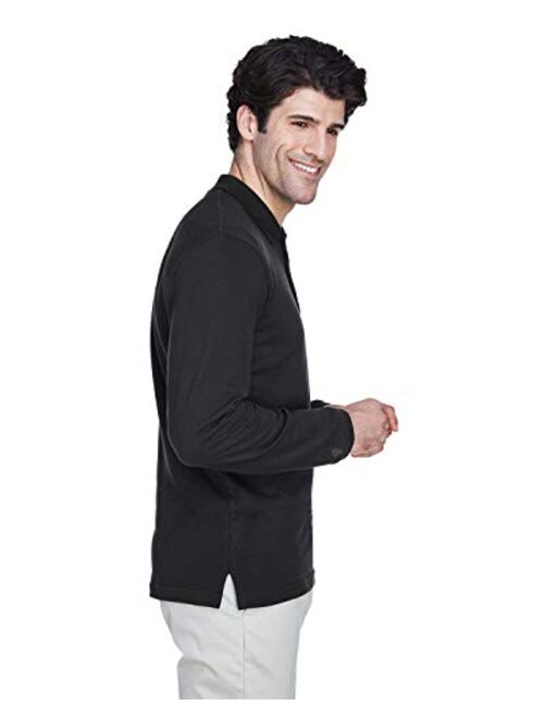 UltraClub Men's Cotto Long Sleeve Relaxed Fit Pique Polo T-Shirt