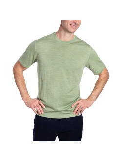 Woolly Clothing Men's Merino Wool Crew Neck Tee Shirt - Everyday Weight - Wicking Breathable Anti-Odor