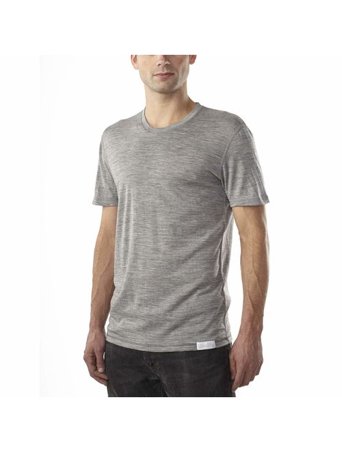 Woolly Clothing Men's Merino Wool Crew Neck Tee Shirt - Everyday Weight - Wicking Breathable Anti-Odor