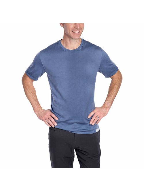 Woolly Clothing Men's Merino Wool Crew Neck Tee Shirt - Everyday Weight - Wicking Breathable Anti-Odor