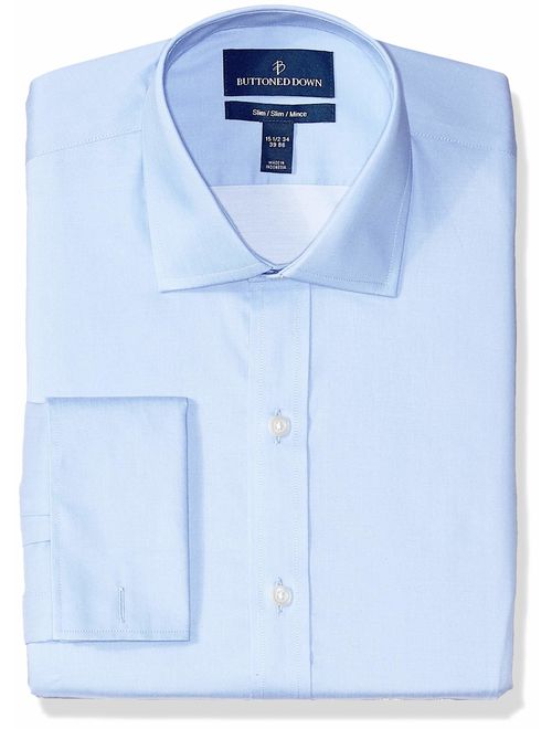 Amazon Brand - BUTTONED DOWN Men's Slim Fit Dress Shirt With French Cuff, Supima Cotton Non-Iron, Spread-Collar