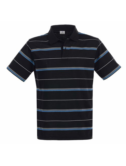 Gioberti Mens Slim Fit Striped Short Sleeve Polo Shirt