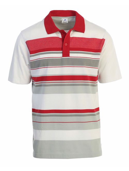 Gioberti Mens Slim Fit Striped Short Sleeve Polo Shirt